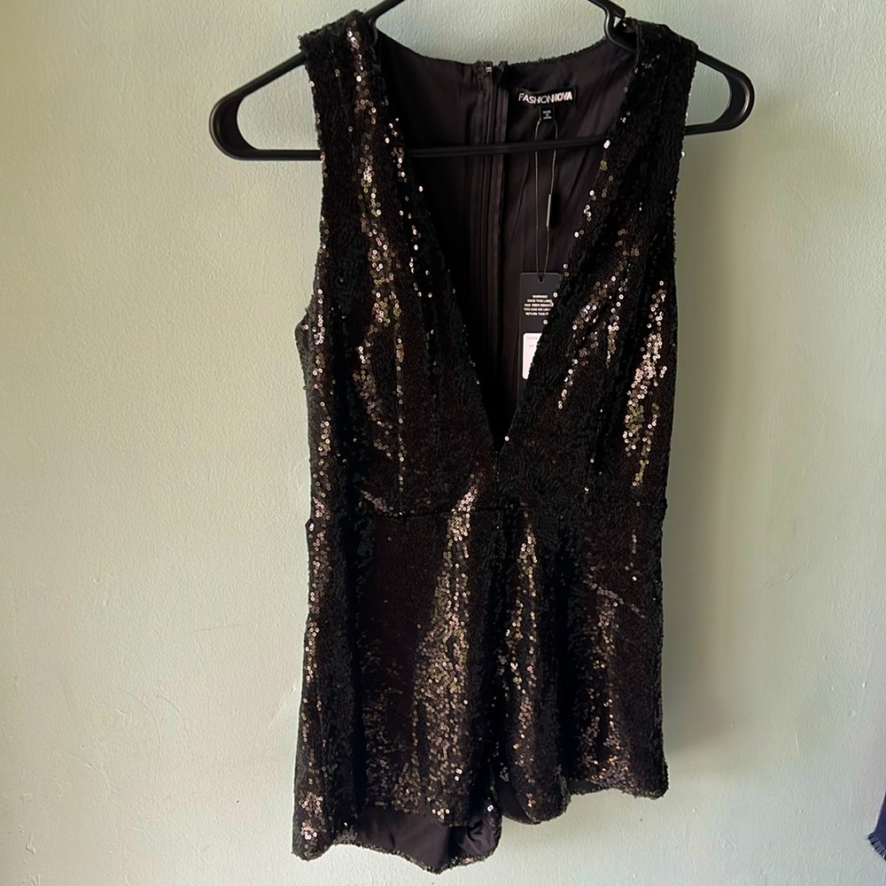 Black sequence romper size small
